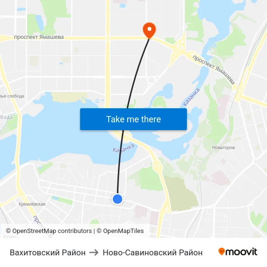 Вахитовский Район to Ново-Савиновский Район map