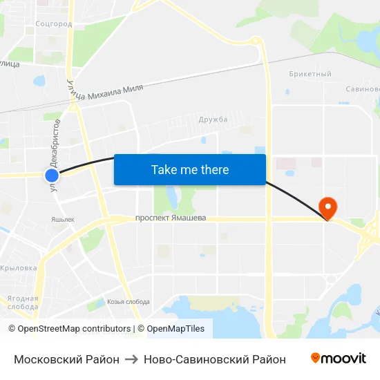 Московский Район to Ново-Савиновский Район map