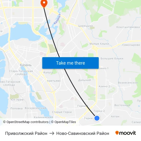 Приволжский Район to Ново-Савиновский Район map