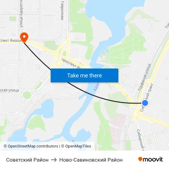 Советский Район to Ново-Савиновский Район map