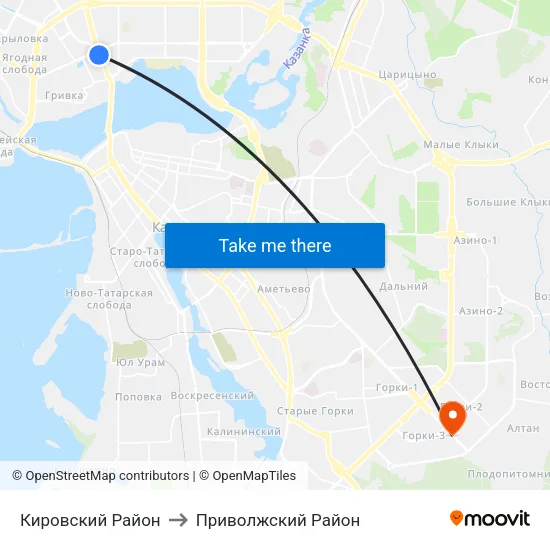 Кировский Район to Приволжский Район map