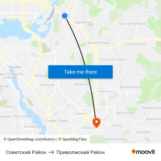 Советский Район to Приволжский Район map