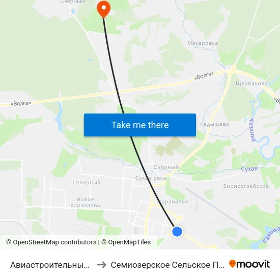 Авиастроительный Район to Семиозерское Сельское Поселение map
