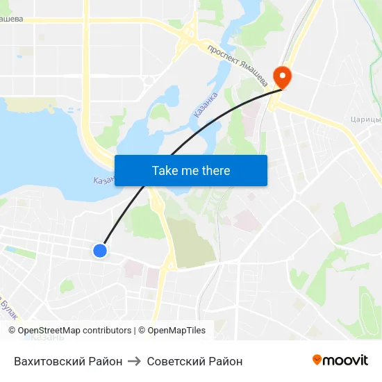 Вахитовский Район to Советский Район map