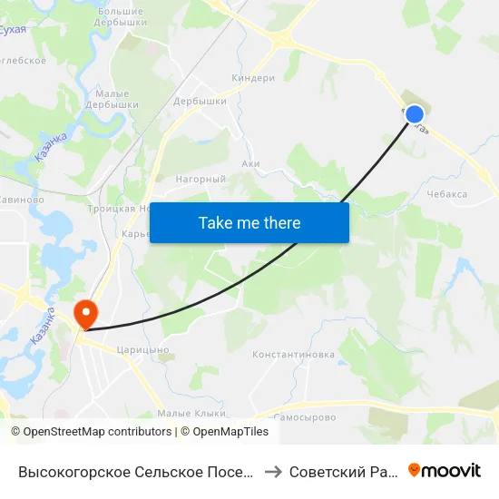 Высокогорское Сельское Поселение to Советский Район map