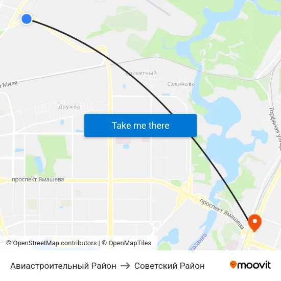 Авиастроительный Район to Советский Район map