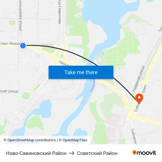 Ново-Савиновский Район to Советский Район map