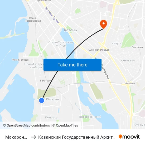 Макаронная Фабрика to Казанский Государственный Архитектурно-Строительный Университет map