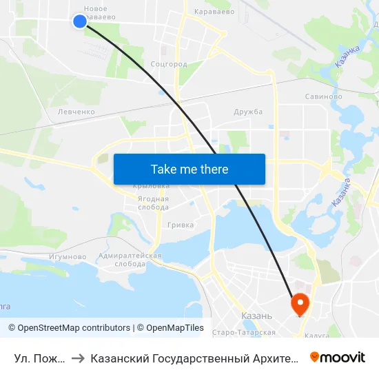 Ул. Пожарского-1 to Казанский Государственный Архитектурно-Строительный Университет map