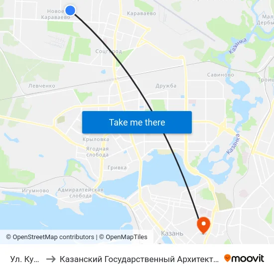 Ул. Кутузова-3 to Казанский Государственный Архитектурно-Строительный Университет map