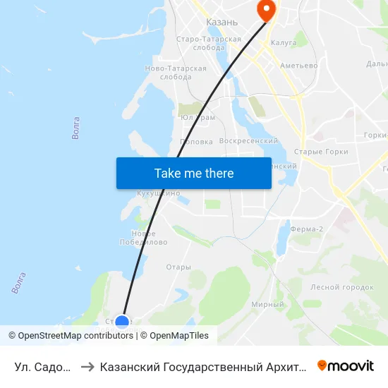 Ул. Садовая (Отары) to Казанский Государственный Архитектурно-Строительный Университет map
