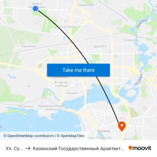 Ул. Суворова to Казанский Государственный Архитектурно-Строительный Университет map