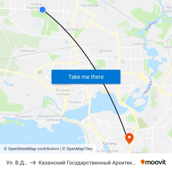 Ул. В.Дубинина to Казанский Государственный Архитектурно-Строительный Университет map