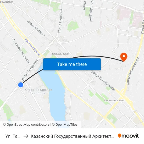 Ул. Татарстан to Казанский Государственный Архитектурно-Строительный Университет map