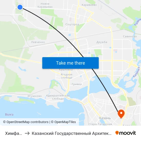 Химфармзавод to Казанский Государственный Архитектурно-Строительный Университет map