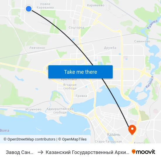 Завод Сантехзаготовка-3 to Казанский Государственный Архитектурно-Строительный Университет map