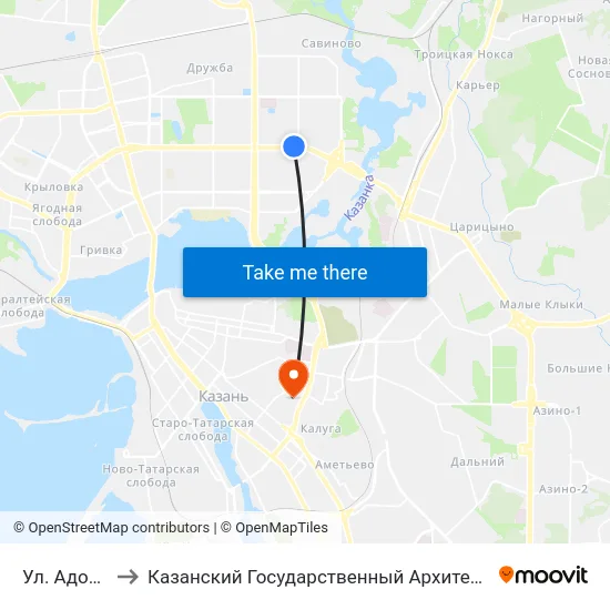 Ул. Адоратского-2 to Казанский Государственный Архитектурно-Строительный Университет map