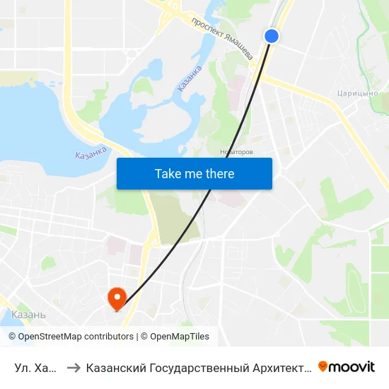 Ул. Халитова-1 to Казанский Государственный Архитектурно-Строительный Университет map