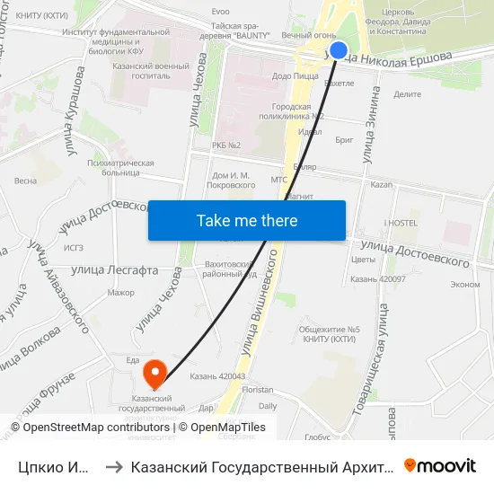 Цпкио Им. Горького-3 to Казанский Государственный Архитектурно-Строительный Университет map