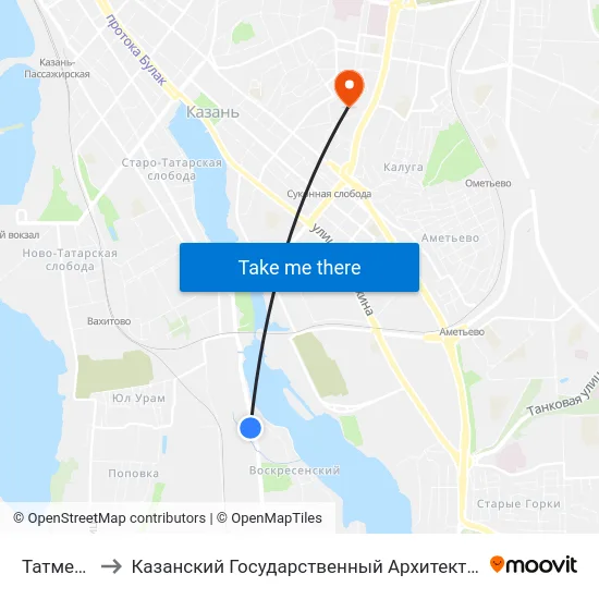 Татмебельбыт to Казанский Государственный Архитектурно-Строительный Университет map