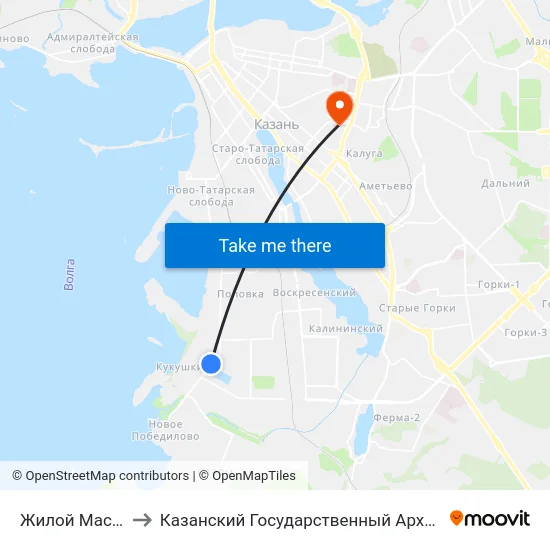 Жилой Массив Кукушкино to Казанский Государственный Архитектурно-Строительный Университет map