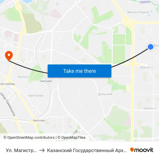 Ул. Магистральный Проезд to Казанский Государственный Архитектурно-Строительный Университет map
