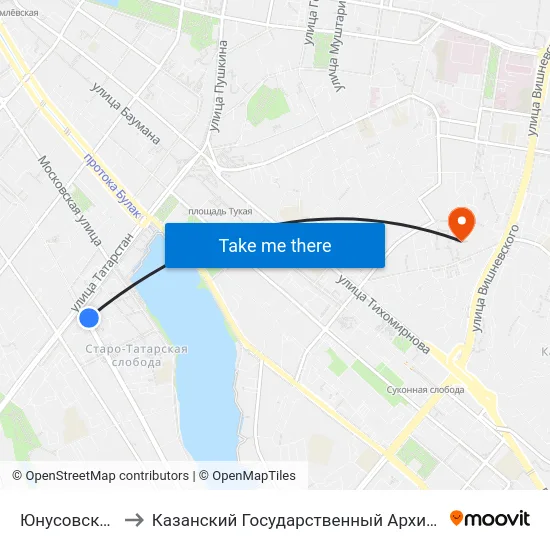 Юнусовская Площадь-1 to Казанский Государственный Архитектурно-Строительный Университет map