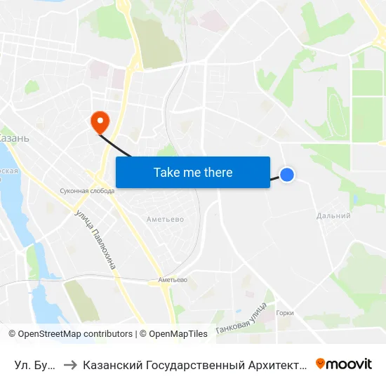 Ул. Бухарская to Казанский Государственный Архитектурно-Строительный Университет map