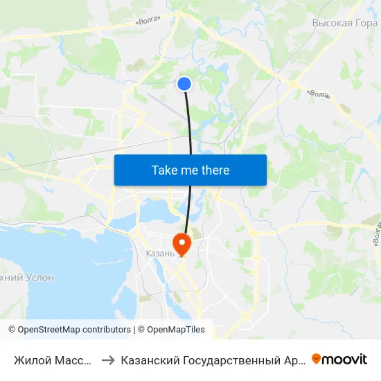 Жилой Массив Борисоглебское to Казанский Государственный Архитектурно-Строительный Университет map