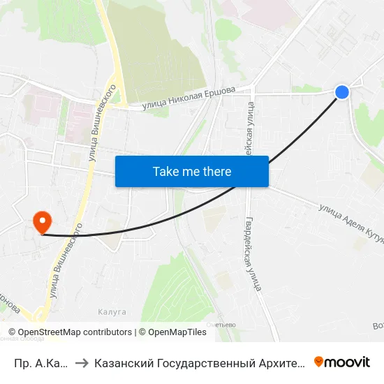 Пр. А.Камалеева-2 to Казанский Государственный Архитектурно-Строительный Университет map