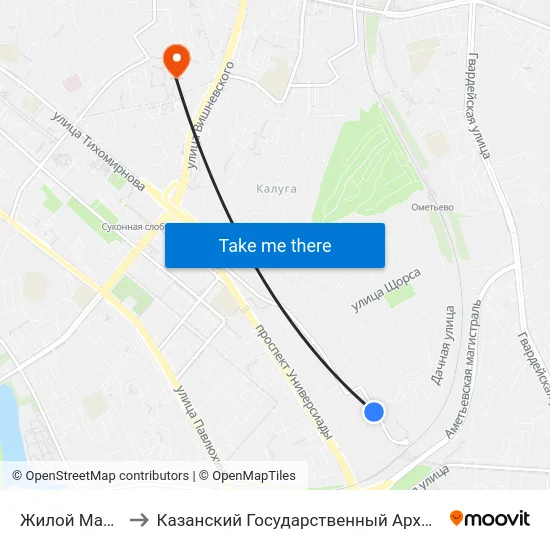 Жилой Массив Ометьево to Казанский Государственный Архитектурно-Строительный Университет map