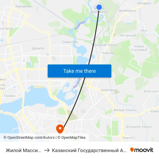 Жилой Массив Малые Дербышки to Казанский Государственный Архитектурно-Строительный Университет map