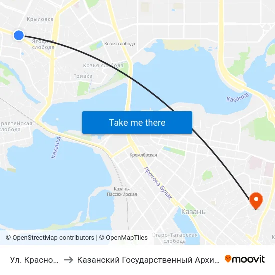 Ул. Краснококшайская-1 to Казанский Государственный Архитектурно-Строительный Университет map