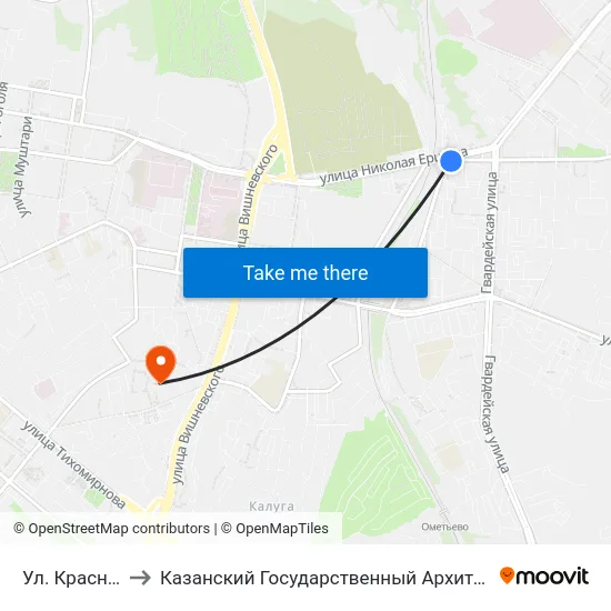 Ул. Красной Позиции to Казанский Государственный Архитектурно-Строительный Университет map