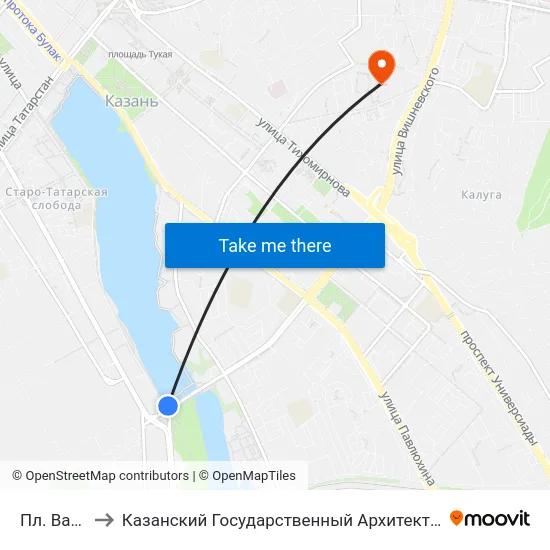 Пл. Вахитова-2 to Казанский Государственный Архитектурно-Строительный Университет map