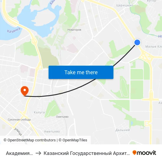 Академия Правосудия to Казанский Государственный Архитектурно-Строительный Университет map