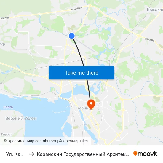 Ул. Камчатская to Казанский Государственный Архитектурно-Строительный Университет map