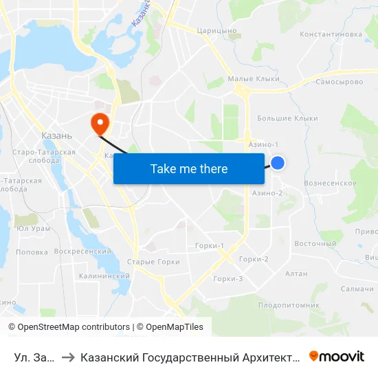 Ул. Закиева-4 to Казанский Государственный Архитектурно-Строительный Университет map