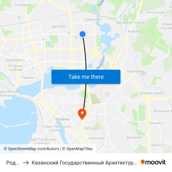Роддом-1 to Казанский Государственный Архитектурно-Строительный Университет map