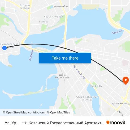 Ул. Урицкого-1 to Казанский Государственный Архитектурно-Строительный Университет map