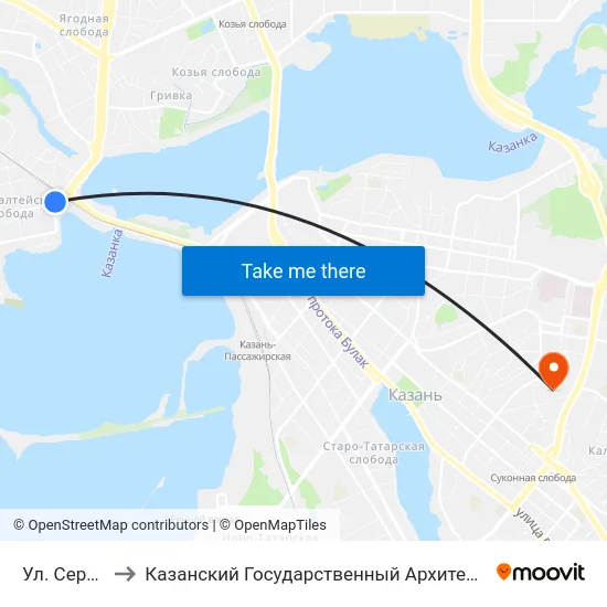 Ул. Серп И Молот to Казанский Государственный Архитектурно-Строительный Университет map