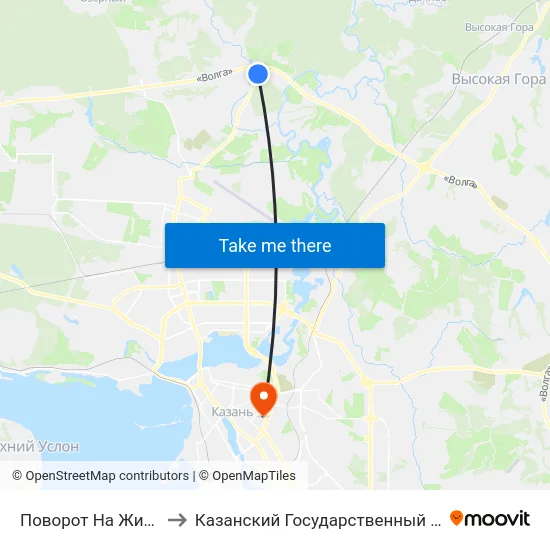 Поворот На Жилой Массив Щербаковка to Казанский Государственный Архитектурно-Строительный Университет map