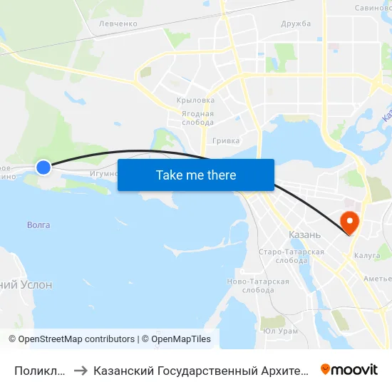 Поликлиника №4 to Казанский Государственный Архитектурно-Строительный Университет map