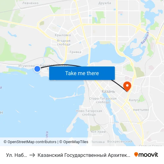 Ул. Набережная to Казанский Государственный Архитектурно-Строительный Университет map