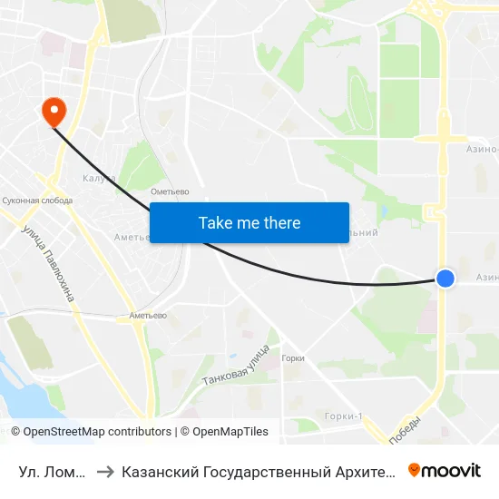 Ул. Ломжинская-4 to Казанский Государственный Архитектурно-Строительный Университет map