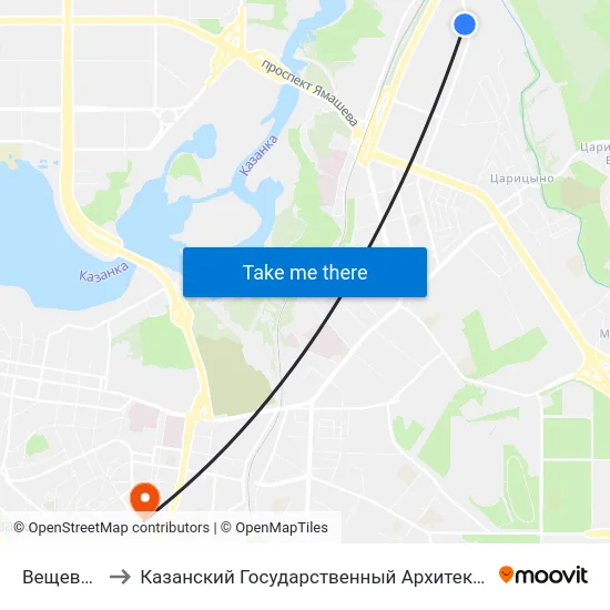 Вещевой Рынок to Казанский Государственный Архитектурно-Строительный Университет map