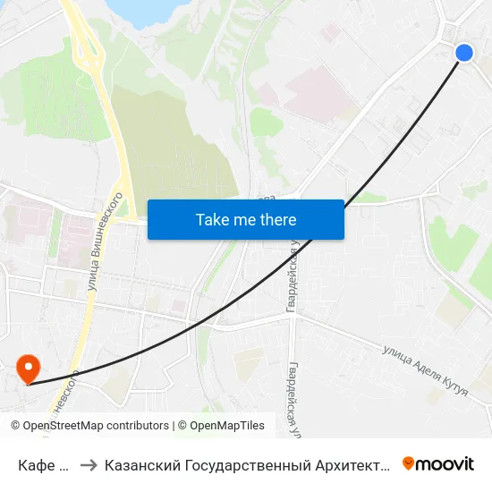 Кафе Полет-3 to Казанский Государственный Архитектурно-Строительный Университет map