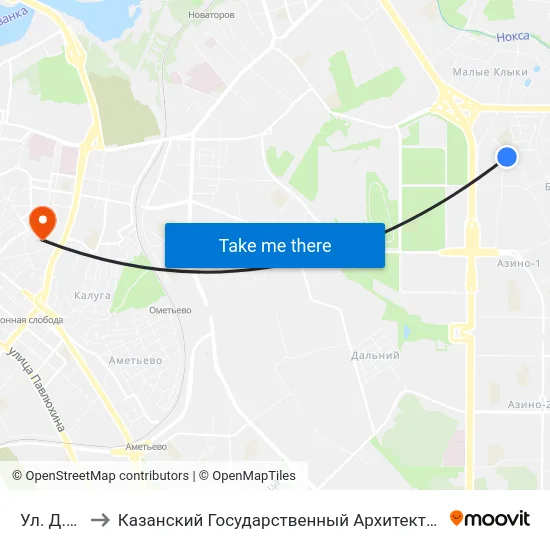 Ул. Д.Файзи-3 to Казанский Государственный Архитектурно-Строительный Университет map