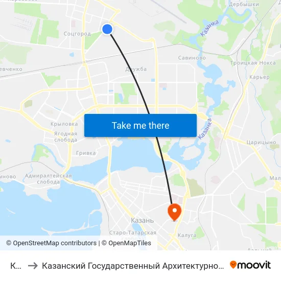 Кмпо to Казанский Государственный Архитектурно-Строительный Университет map