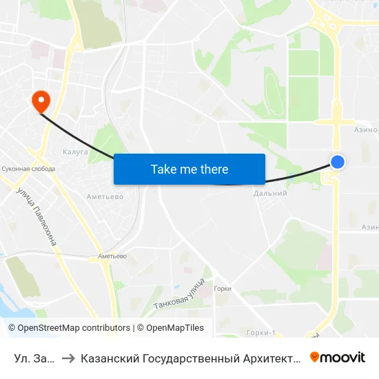 Ул. Закиева-3 to Казанский Государственный Архитектурно-Строительный Университет map